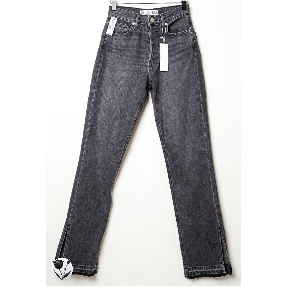 NWT EB Denim Black Two Jean Size 27 Inseam 33 High Rise Straight Made in USA